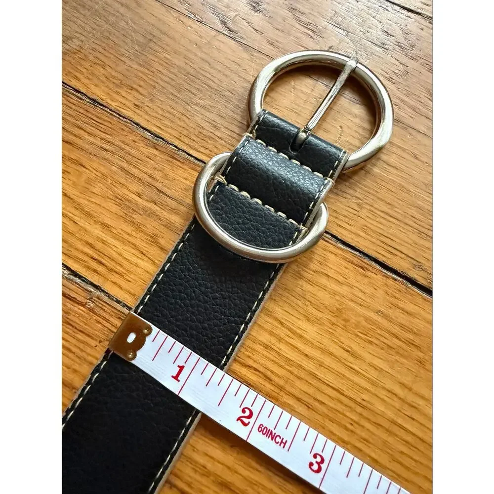 NEW YORK & COMPANY Black Leather Grommet Belt Womens sz XL